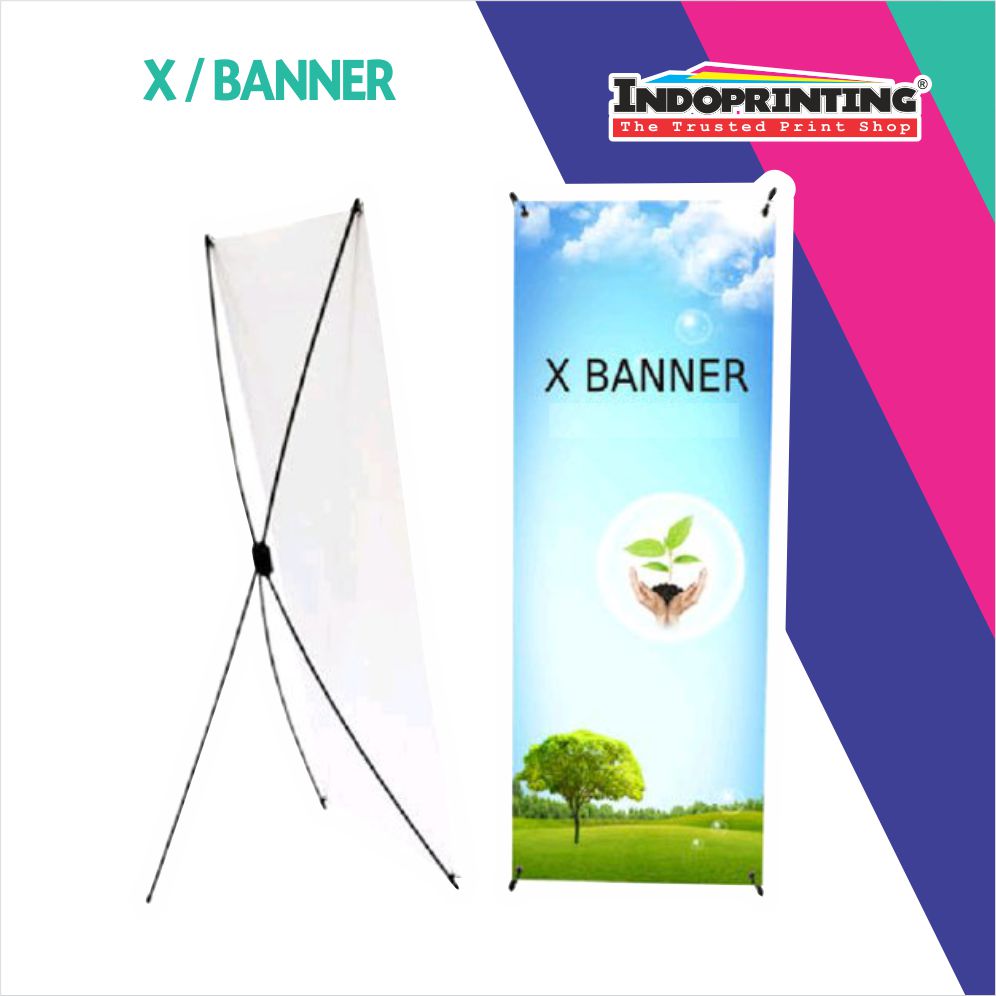 X / Y Banner (ukuran 60x160cm) - 1 Set (tiang dan visualnya) INDOPRINTING